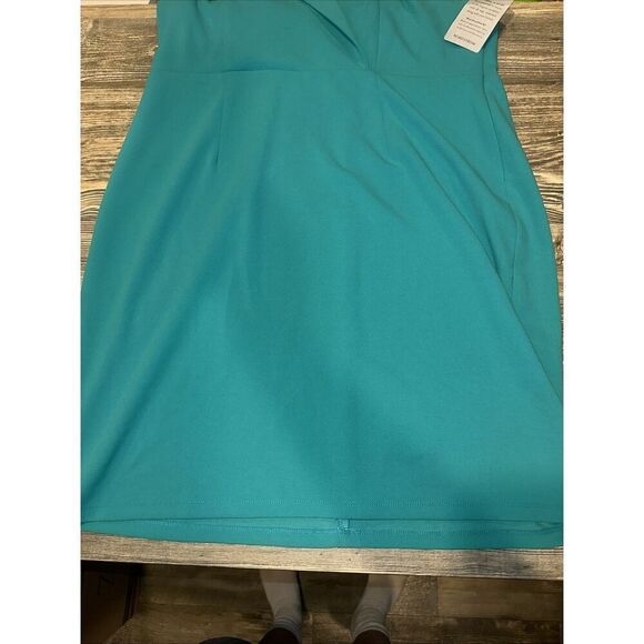 Donna Morgan Dress Size 16 Teal Pleated Sleeveless. NWT. J - Picture 2 of 9